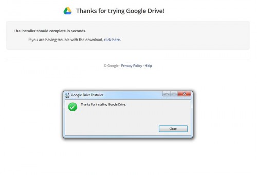 Google Drive telepítés kész