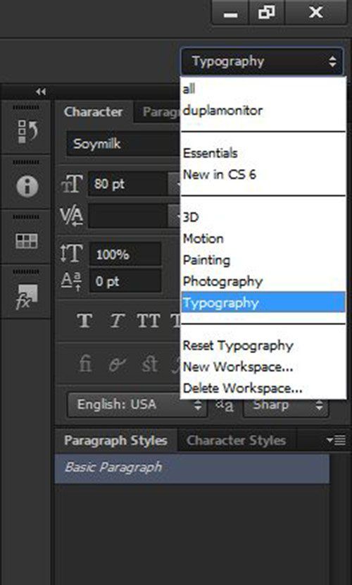Photoshop CS6 text styles