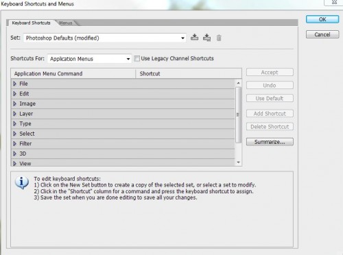 Photoshop keyboard shortcuts